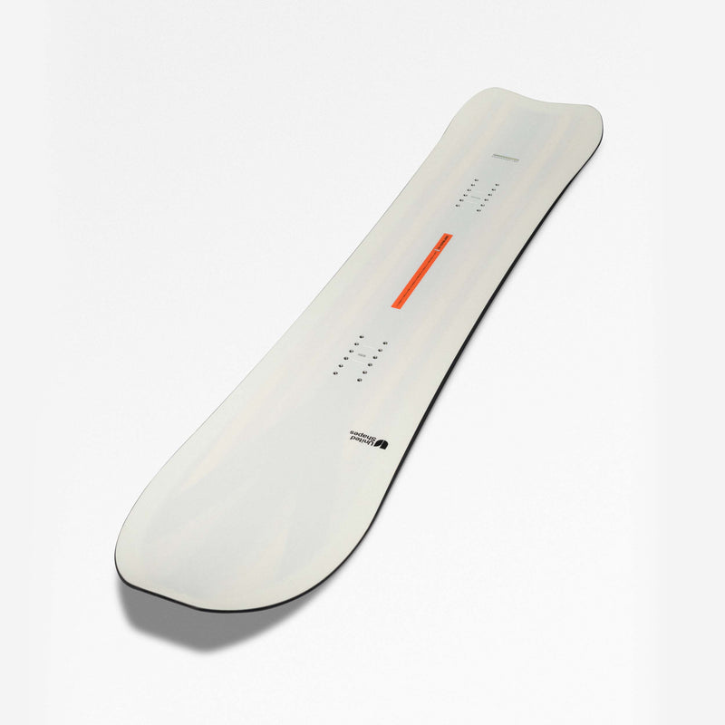 White and ref powder snowboard Deep Reach by United Shapes