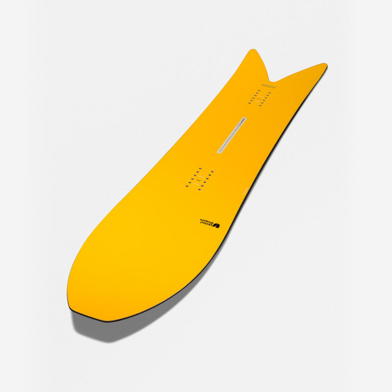 Yellow powder fish tail snowboard Experiment by United Shapes
