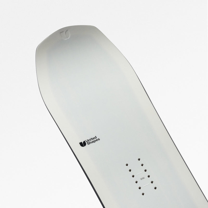 Nose close-up shot of carver snowboard Transmission by United Shapes